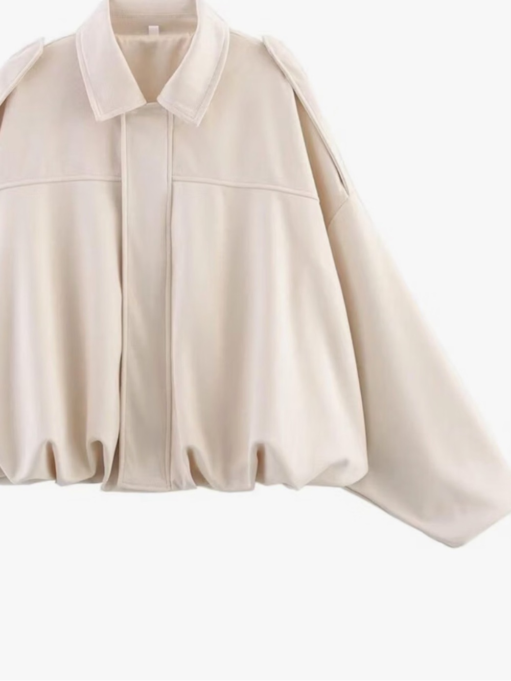 Cropped Balloon Hem cream faux suede Jacket🌻